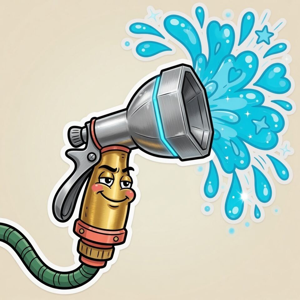 Angular stainless steel parody hose nozzle with an LED strip